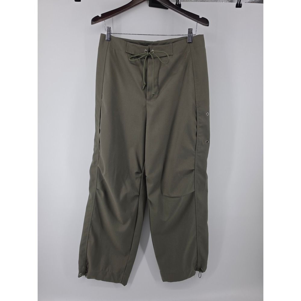 Oak + Fort Olive Green Wide Leg Cargo Pants Drawstring Toggle Hem PT-11235-W